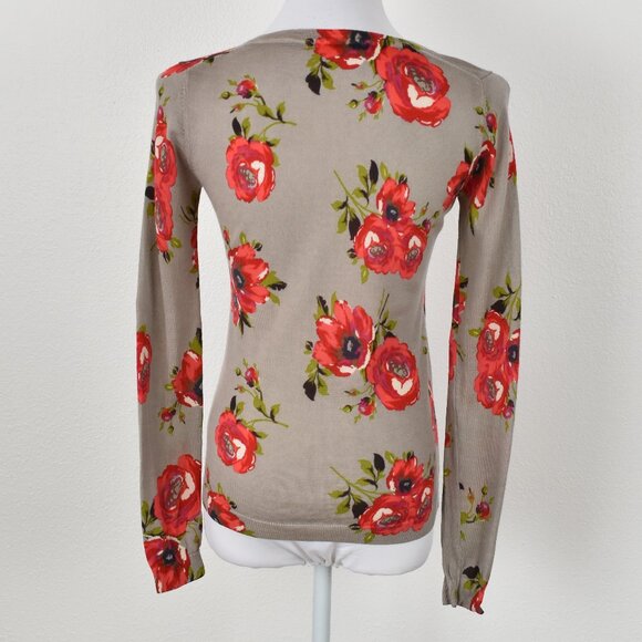 Boden Floral Rose Wool Cardigan Sweater - 4 - Picture 5 of 9